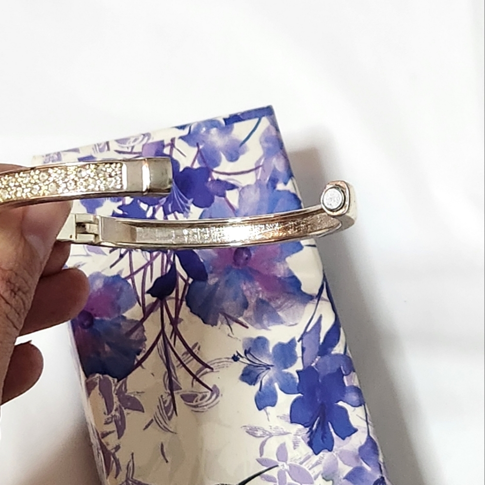 Clear Rhinestone Bangle Bracelet - Picture 6 of 12